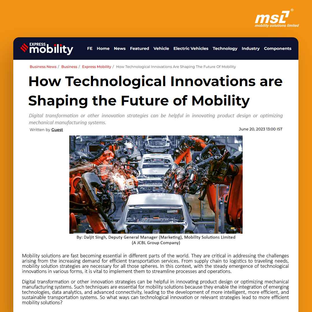Technological innovations are shaping the future of mobility, Express Mobility, June 2023